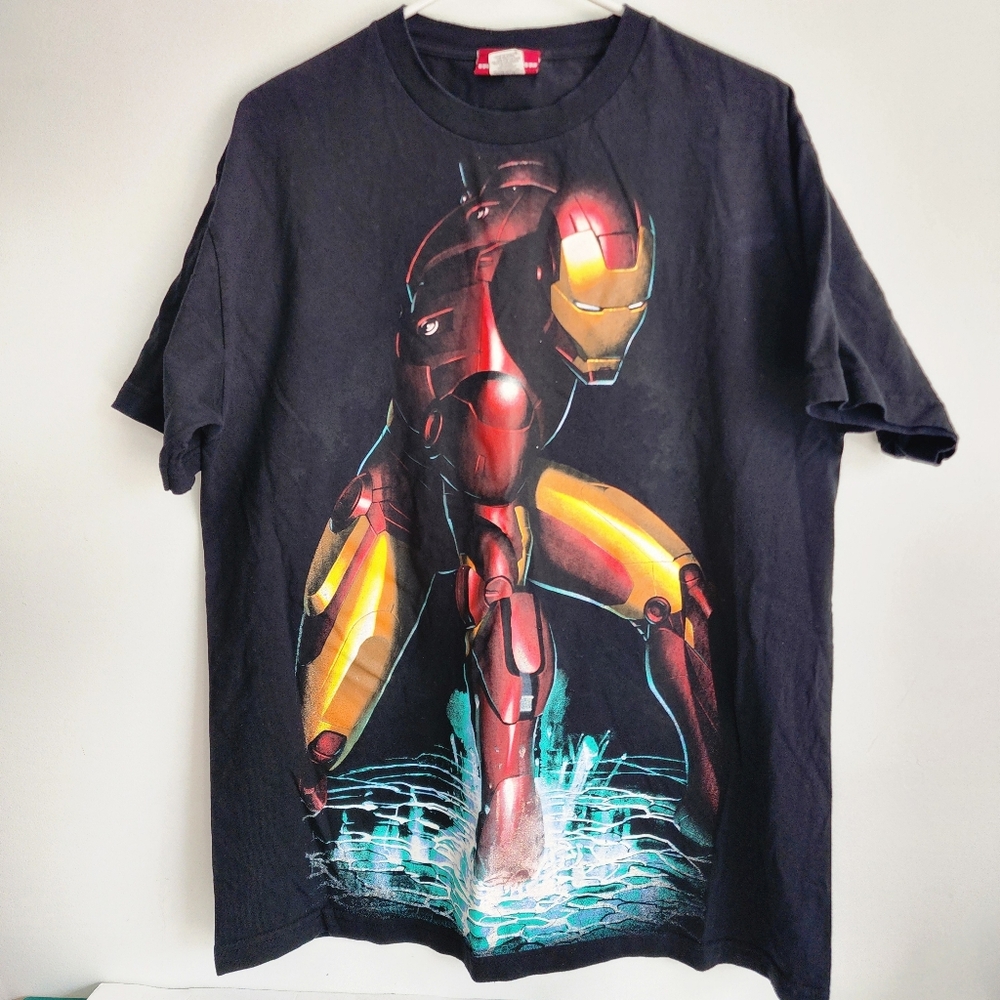 Iron Man Graphic Tee in Black with Red and Yellow Design